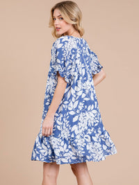 WOMEN'S SHORT SLEEVE V-NECK TIERED FLORAL MINI DRESS