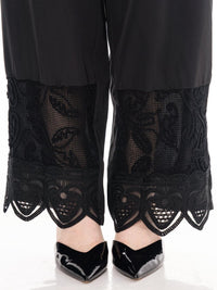 ********WOMEN'S LONG SLEEVE BUTTON UP BLOUSE & ELASTIC WAIST WIDE LEG PANTS CROCHET DETAILED 2PC. SET
