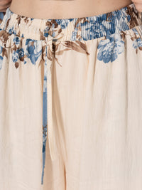 *****PLUS SIZE 3/4 SLEEVE BUTTON UP BLOUSE & ELASTIC WAIST WIDE LEG PANTS FLORAL 2PC. SET