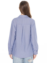 *****PLUS SIZE LONG SLEEVE BUTTON UP STRIPES SHIRT