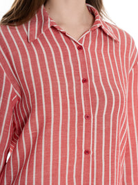 ******PLUS SIZE LONG SLEEVE BUTTON UP STRIPES SHIRT