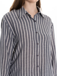 ******PLUS SIZE LONG SLEEVE BUTTON UP STRIPES SHIRT