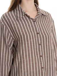 ******PLUS SIZE LONG SLEEVE BUTTON UP STRIPES SHIRT