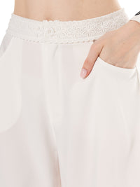 ******PLUS SIZE BUTTON CLOSURE CROCHET WAIST FRONT POCKETS WIDE LEG PANTS