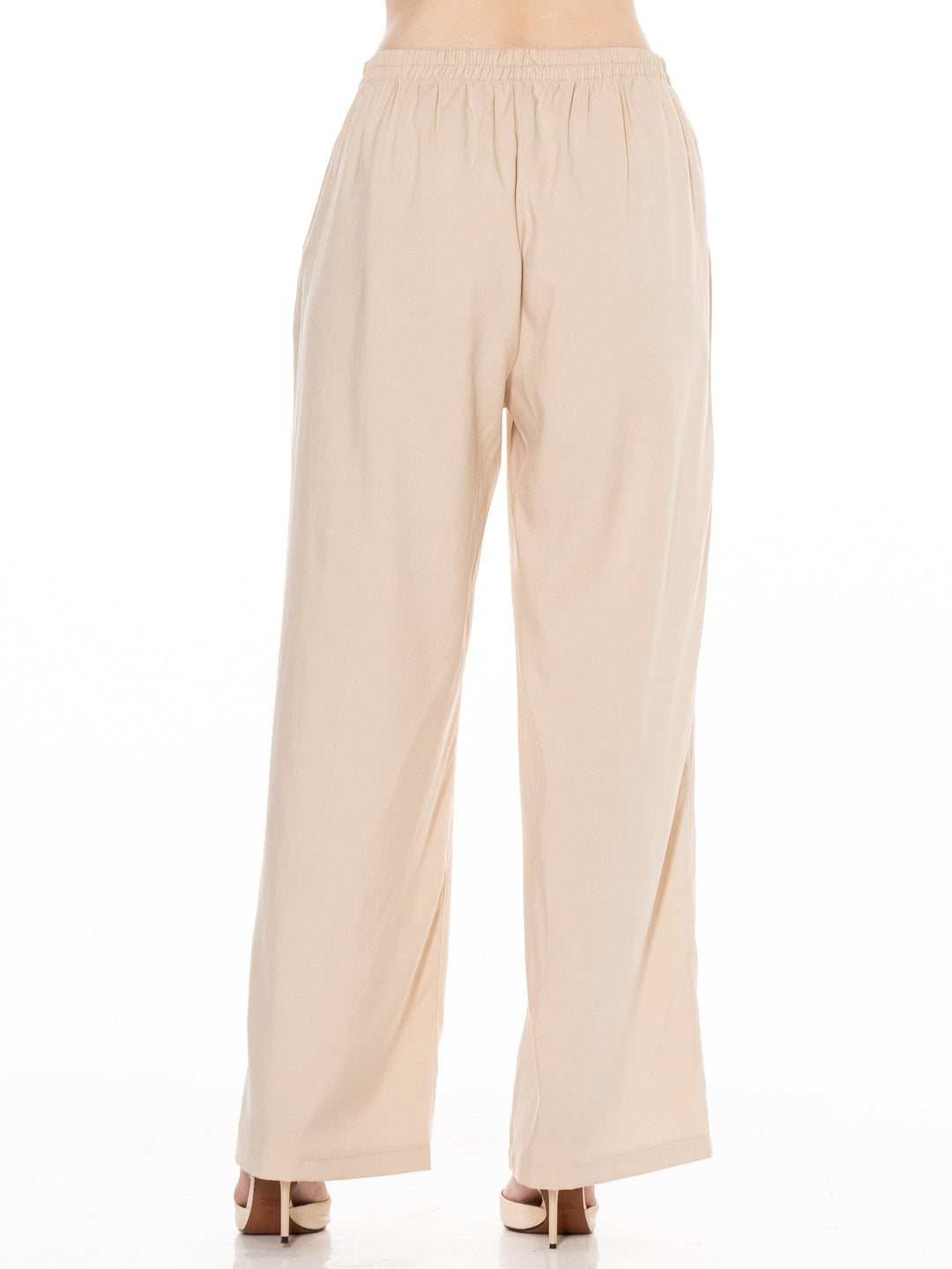********PLUS SIZE ELASTIC DETAILED WAIST FRONT POCKETS WIDE LEG PANTS