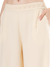 *****PLUS SIZE BUTTON CLOSURE ELASTIC DETAILED WAIST FRONT POCKETS WIDE LEG PANTS