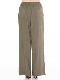 WOMEN'S BUTTON CLOSURE ELASTIC DETAILED WAIST FRONT POCKETS WIDE LEG PANTS