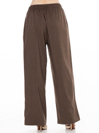 *****PLUS SIZE BUTTON CLOSURE ELASTIC DETAILED WAIST FRONT POCKETS WIDE LEG PANTS