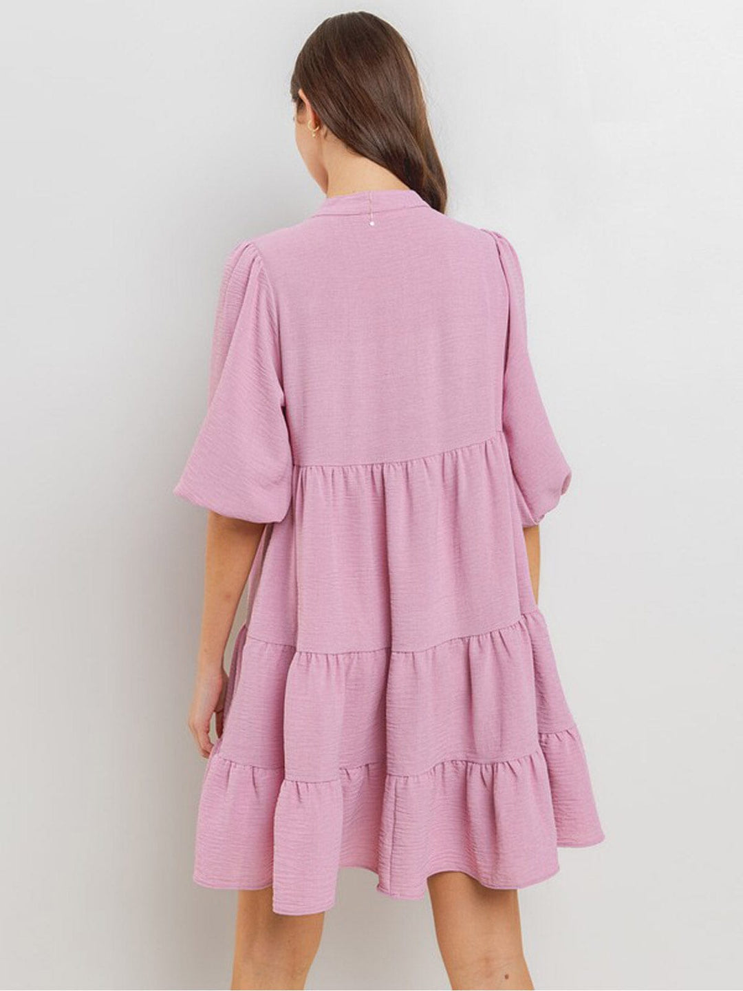 WOMEN'S 3/4 SLEEVE TIERED LOOSE FIT TUNIC MINI DRESS