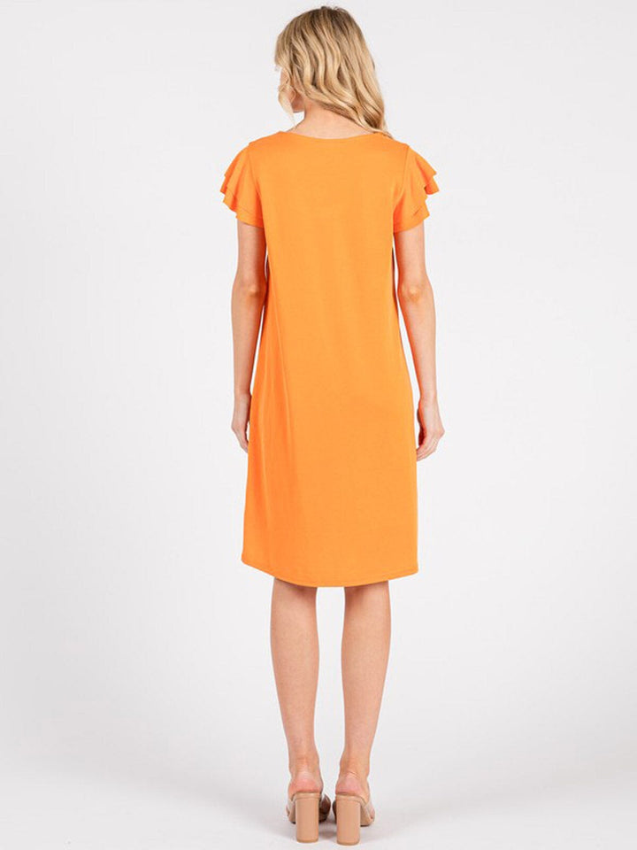 WOMEN'S SHORT RUFFLE SLEEVE LOOSE FIT MINI DRESS