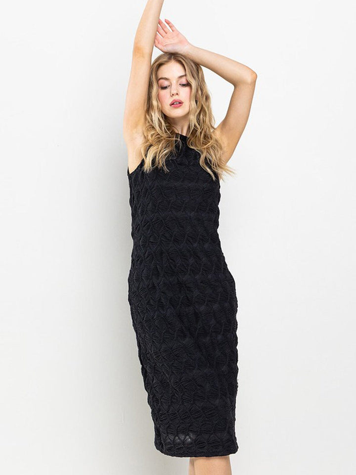 WOMEN'S SLEEVELESS RUCHED DETAILED BODYCON MIDI DRESS
