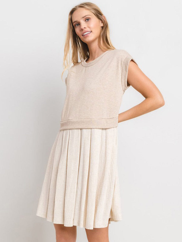 WOMEN'S SHORT SLEEVE LOOSE FIT LINEN MINI DRESS