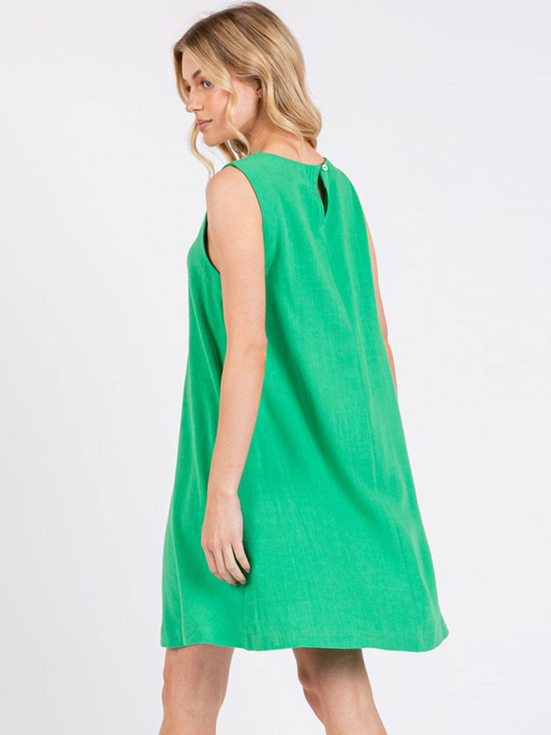 WOMEN'S SLEEVELESS FRONT POCKETS TUNIC MINI DRESS