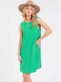 WOMEN'S SLEEVELESS FRONT POCKET TUNIC MINI DRESS