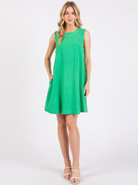 WOMEN'S SLEEVELESS FRONT POCKET TUNIC MINI DRESS