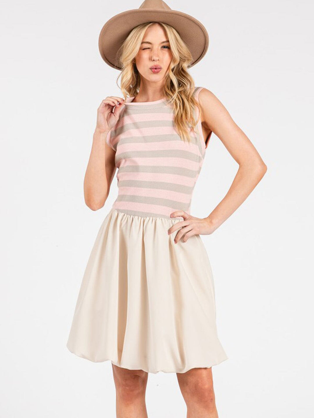 WOMEN'S SLEEVELESS COLORBLOCK CONTRAST POCKETS MINI DRESS