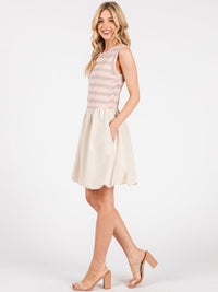 WOMEN'S SLEEVELESS COLORBLOCK CONTRAST POCKETS MINI DRESS