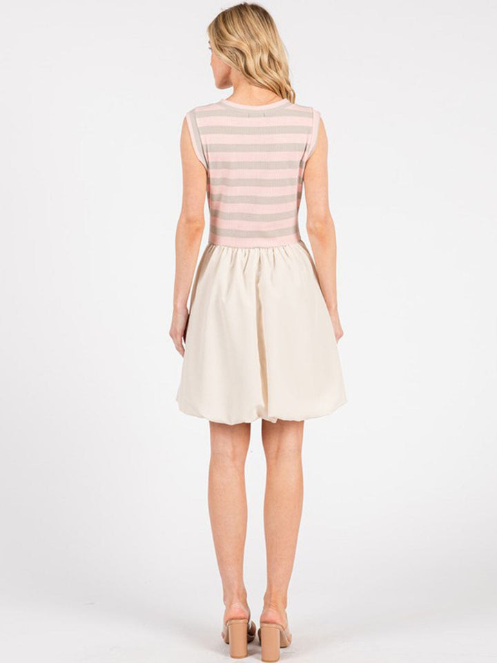 WOMEN'S SLEEVELESS COLORBLOCK CONTRAST POCKETS MINI DRESS