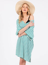 WOMEN'S SHORT SLEEVE V-NECK COLORBLOCK LOOSE FIT MINI DRESS