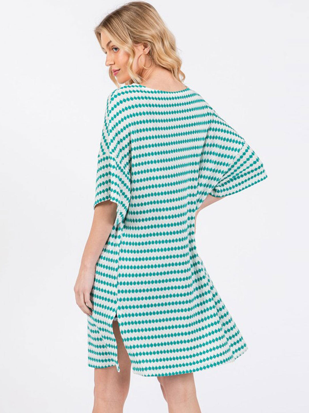 WOMEN'S SHORT SLEEVE V-NECK COLORBLOCK LOOSE FIT MINI DRESS