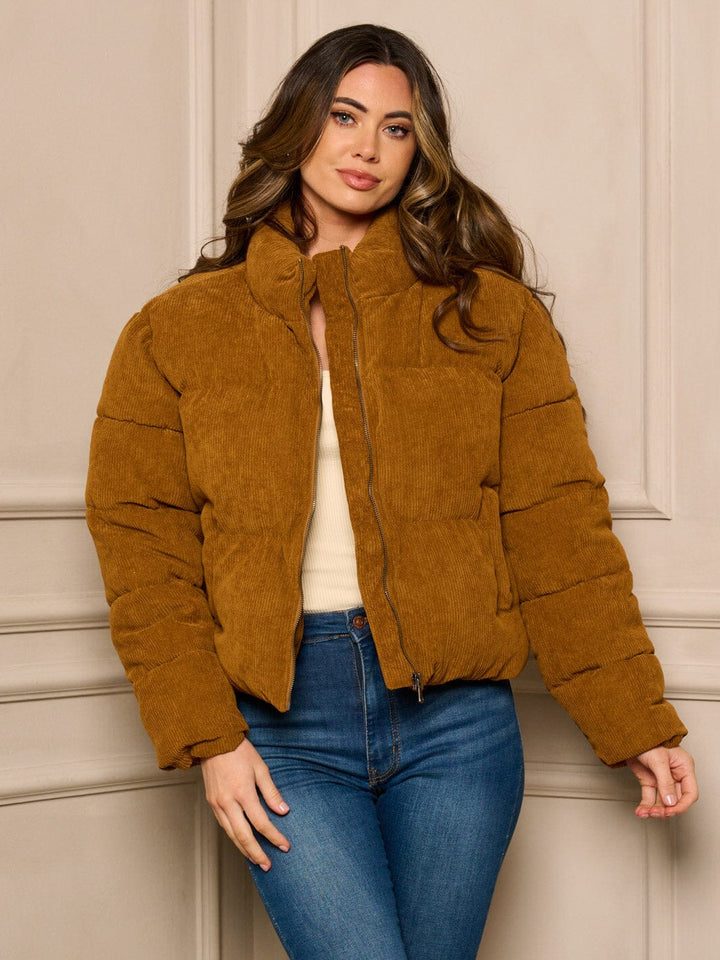 WOMEN'S LONG SLEEVE ZIP UP POCKETS PUFFER JACKET