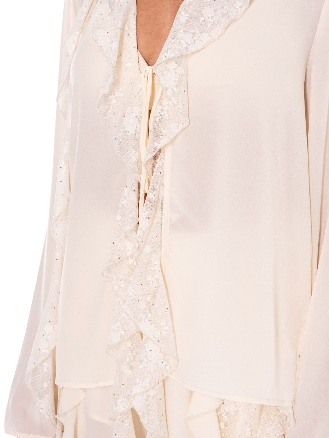 WOMEN'S LONG SLEEVE BLOUSE & ELASTIC WAIST PANTS FLORAL LACE STUDS 2PC. SET