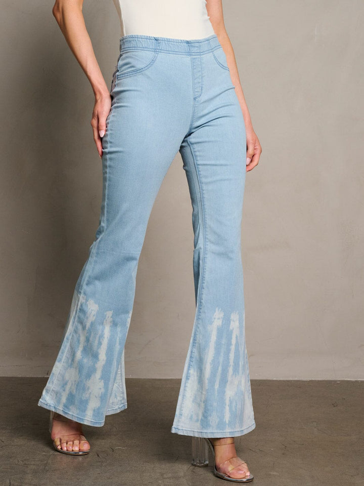 WOMEN'S BUTTON CLOSURE ANIMAL PRINT BELL BOTTOMS DENIM PANTS (Copy)