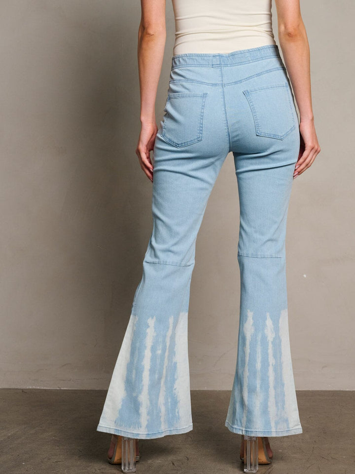 WOMEN'S BUTTON CLOSURE ANIMAL PRINT BELL BOTTOMS DENIM PANTS (Copy)