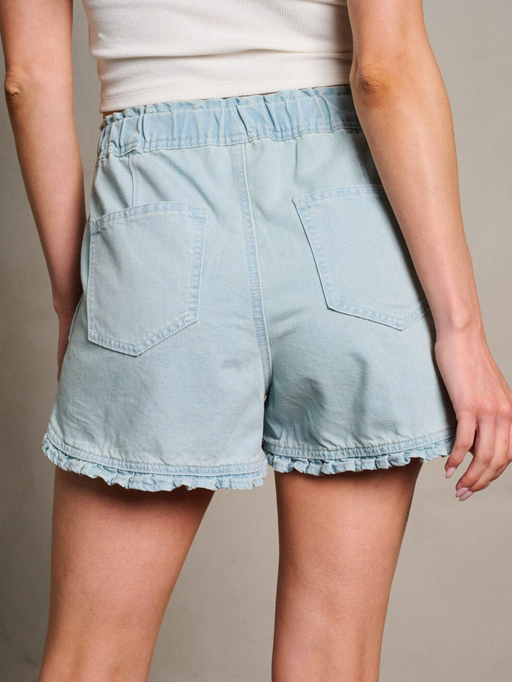 WOMEN'S BUTTON CLOSURE POCKETS DENIM MINI SHORTS