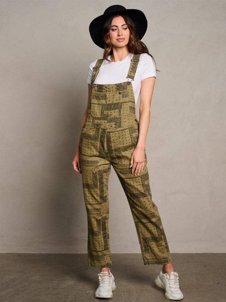WOMEN'S SLEEVELESS POCKETS MULTI PRINT WIDE LEG OVERALL