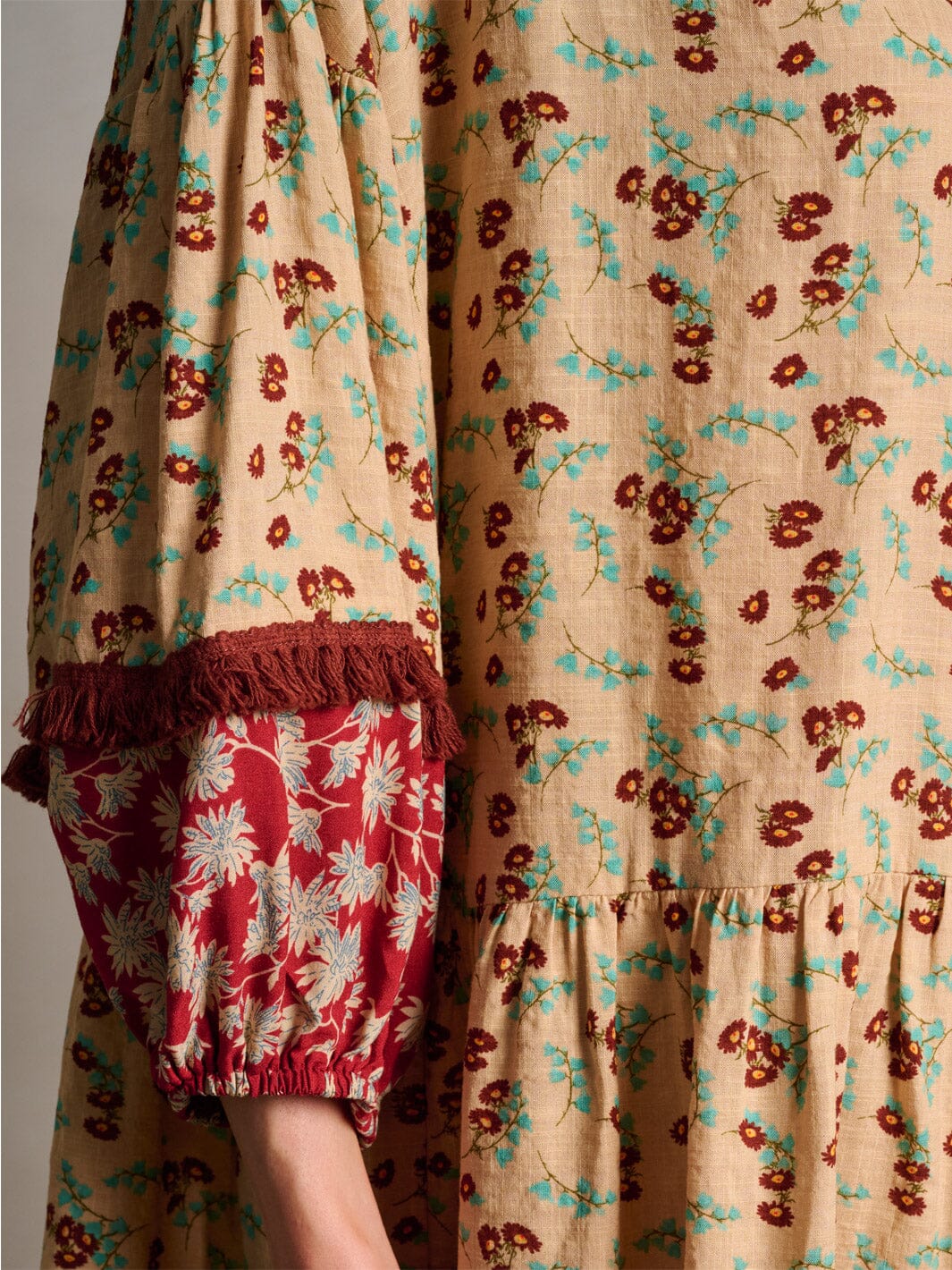 WOMEN'S 3/4 SLEEVE TUNIC FLORAL MINI DRESS