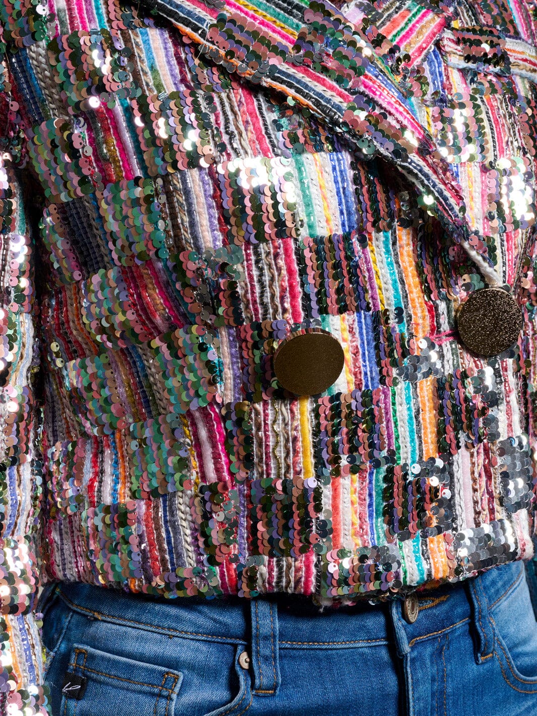 WOMEN'S LONG SLEEVE BUTTON CLOSURE SEQUINS BLAZER