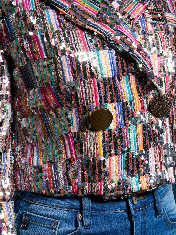 WOMEN'S LONG SLEEVE BUTTON CLOSURE SEQUINS BLAZER