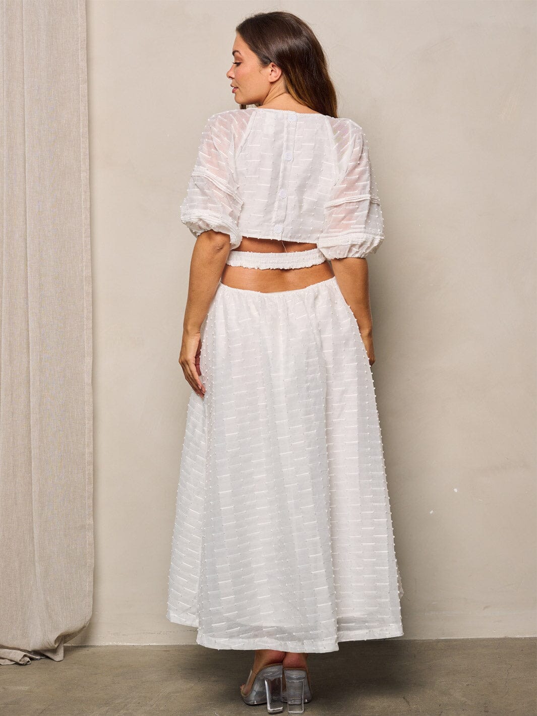 WOMEN'S SHORT SLEEVE V-NECK CUT OUT MAXI DRESS