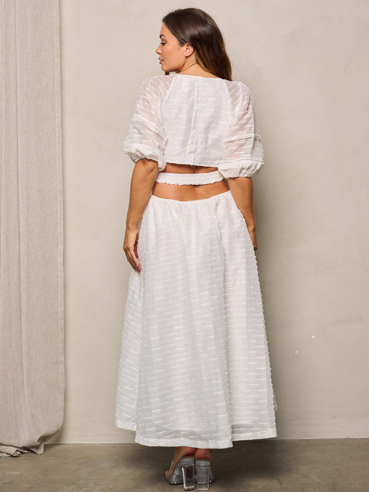 WOMEN'S SHORT SLEEVE V-NECK CUT OUT MAXI DRESS