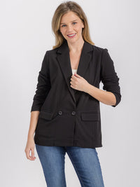 WOMEN'S LONG SLEEVE FRONT POCKETS BUTTON CLOSURE BLAZER