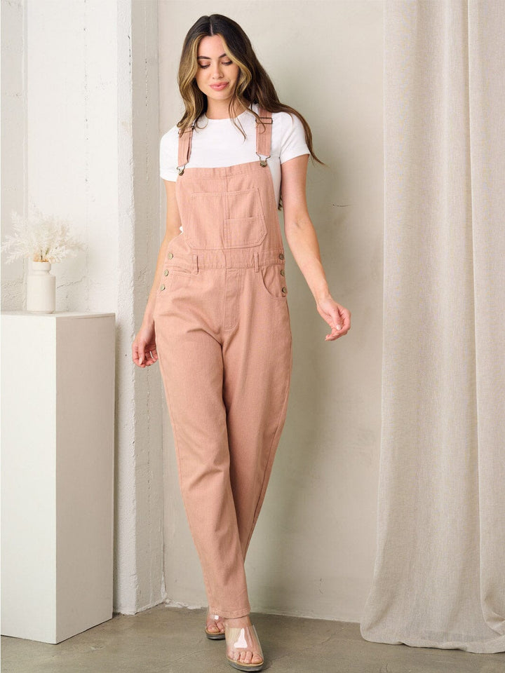 WOMEN'S SLEEVELESS POCKETS DENIM OVERALL JUMPSUIT