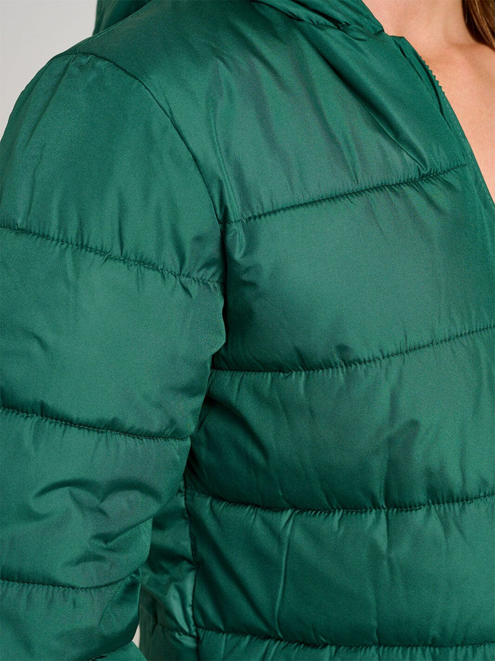 WOMEN'S LONG SLEEVE ZIPPER CLOSURE HOODED PUFFER JACKET