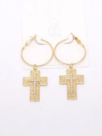 WOMEN'S GOLD STUDS CROSS EARRINGS