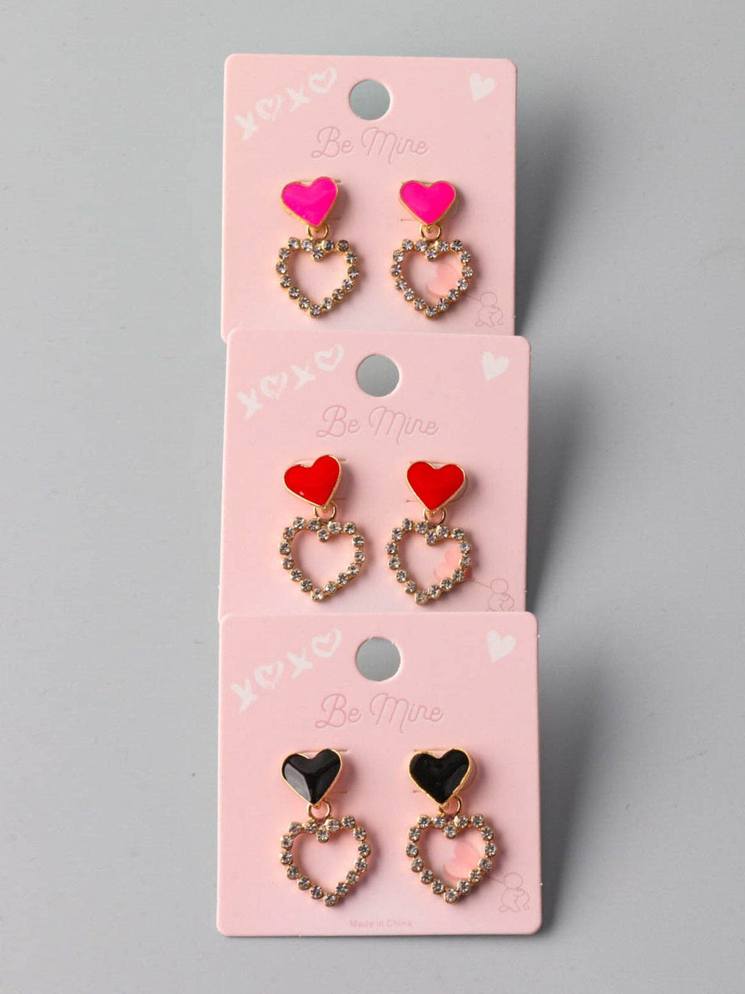 WOMEN'S ASSORTED COLORS HEART EARRINGS