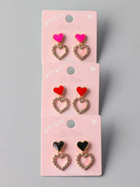 WOMEN'S ASSORTED COLORS HEART EARRINGS