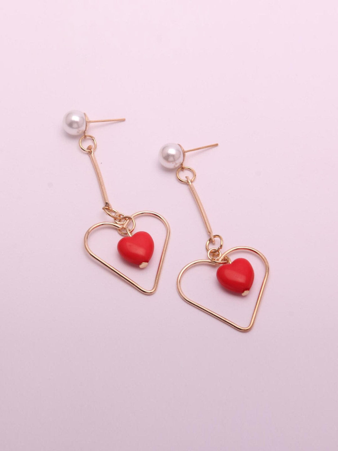 WOMEN'S ASSORTED COLORS GOLD HEART EARRINGS