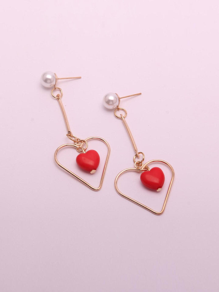 WOMEN'S ASSORTED COLORS GOLD HEART EARRINGS