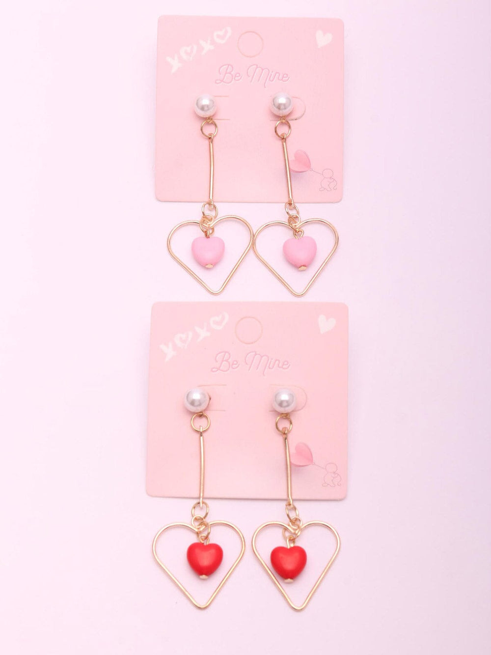 WOMEN'S ASSORTED COLORS GOLD HEART EARRINGS