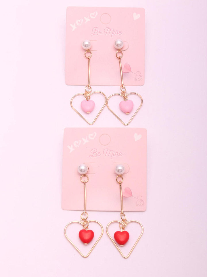 WOMEN'S ASSORTED COLORS GOLD HEART EARRINGS