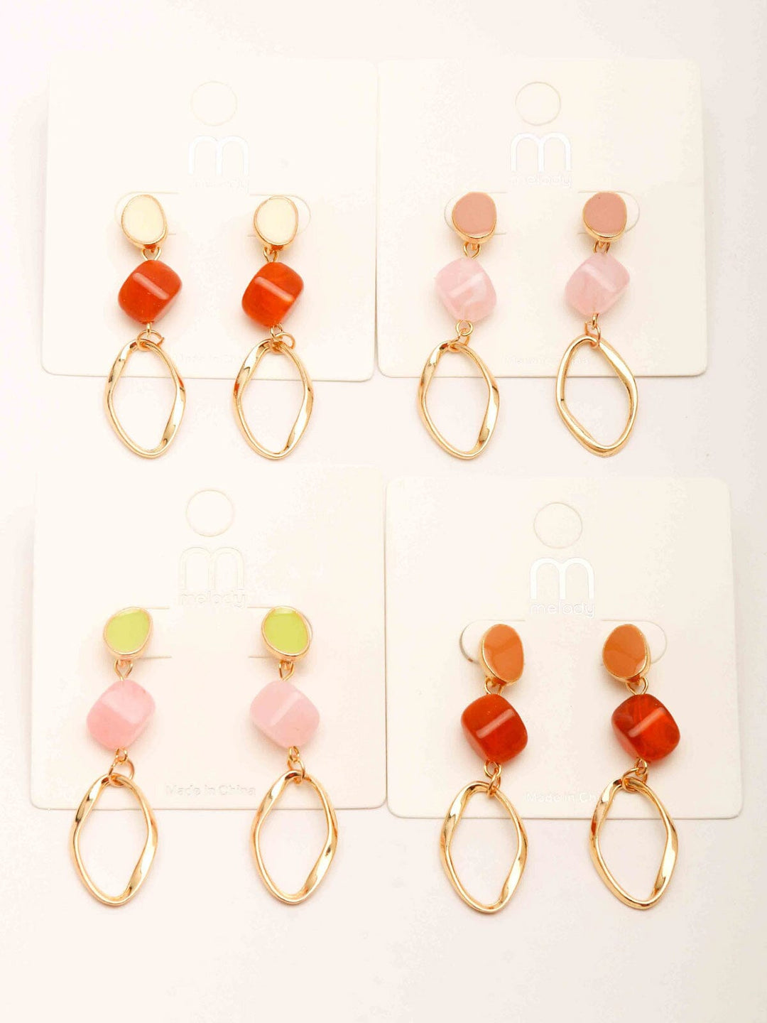 WOMEN'S GOLD ASSORTED COLORS EARRINGS