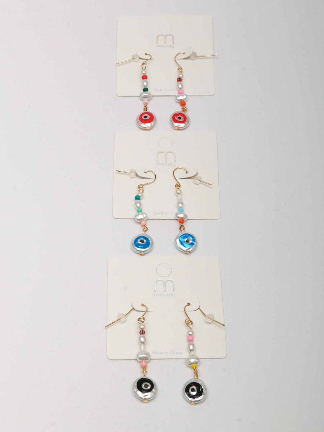 WOMEN'S ASSORTED COLORS EVIL EYE EARRINGS