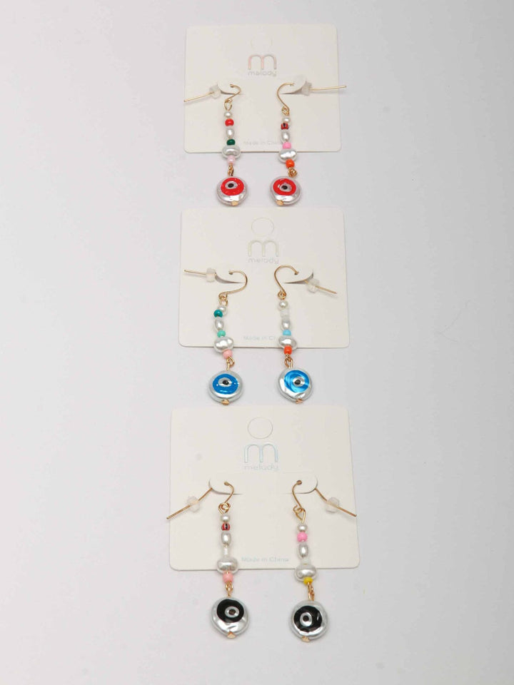 WOMEN'S ASSORTED COLORS EVIL EYE EARRINGS