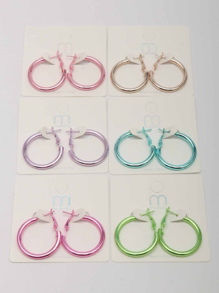 WOMEN'S ASSORTED COLORS HOOPS EARRINGS