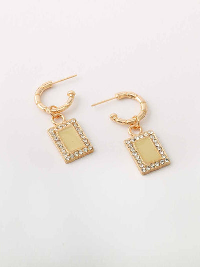WOMEN'S ASSORTED COLORS RECTANGLE STONES EARRINGS